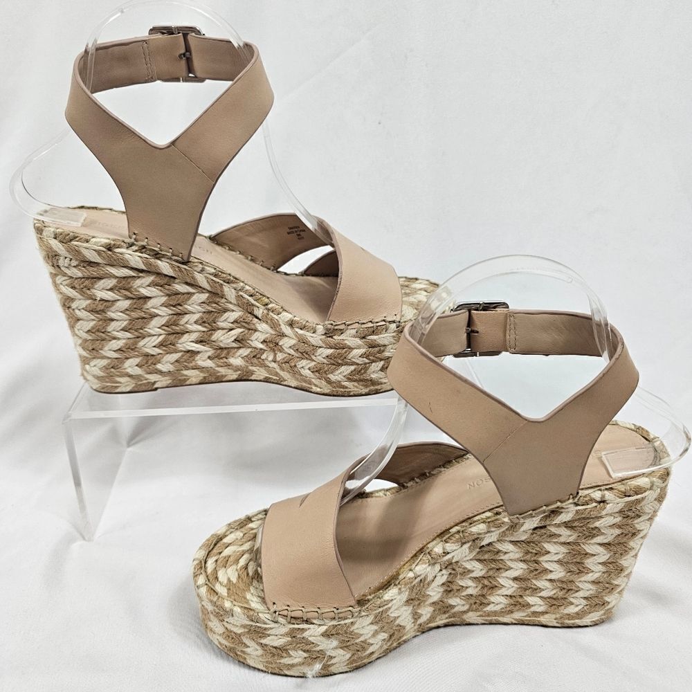 Sigerson Morrison Arien Platform Wedge Espadrille Sandals in Beige Nude - Size 7